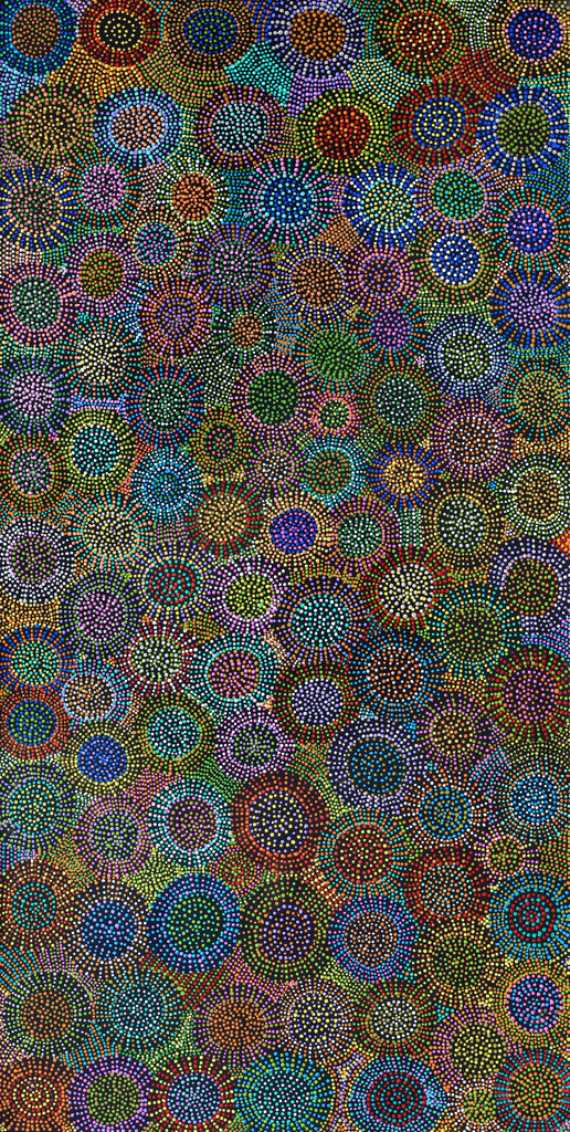 Aboriginal Artwork by Tina Napangardi Martin, Jinti-parnta Jukurrpa, 182x91cm