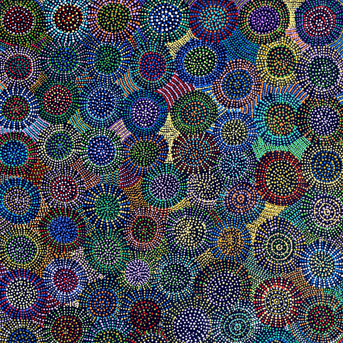 Aboriginal Artwork by Tina Napangardi Martin, Jinti-parnta Jukurrpa, 182x91cm