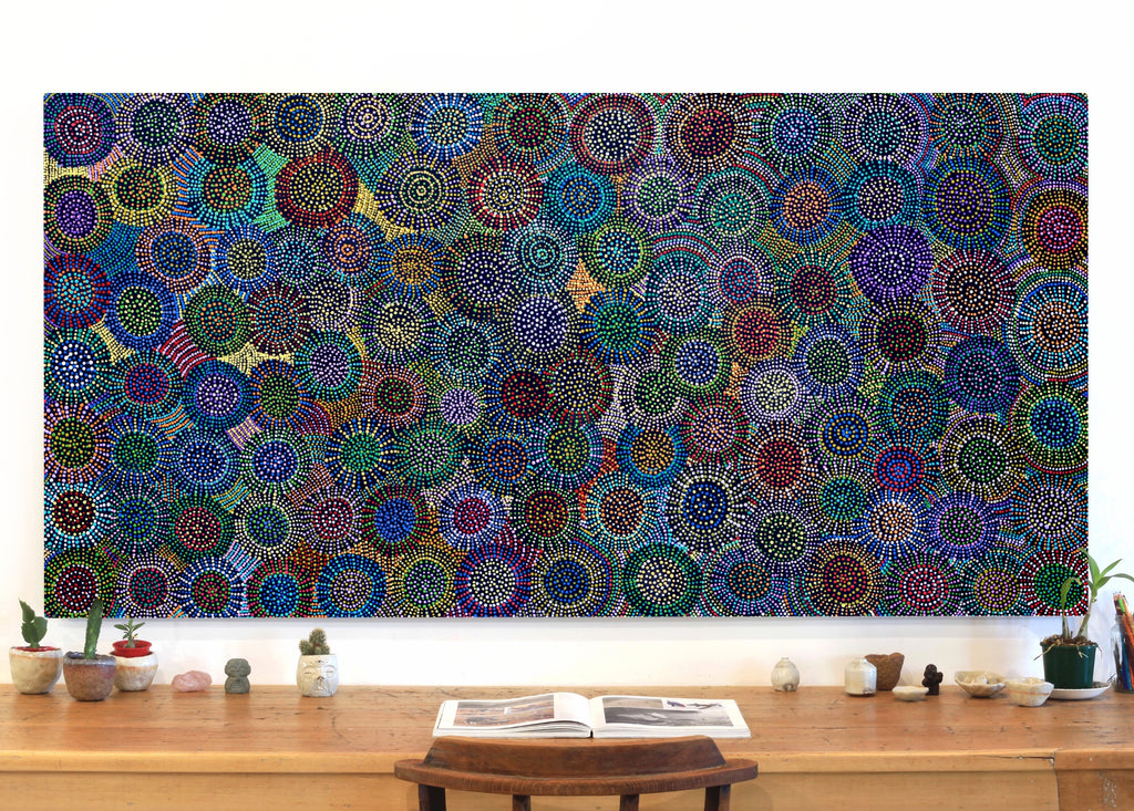 Aboriginal Artwork by Tina Napangardi Martin, Jinti-parnta Jukurrpa, 182x91cm