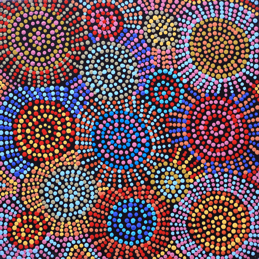 Aboriginal Artwork by Tina Napangardi Martin, Jinti-parnta Jukurrpa, 30x30cm