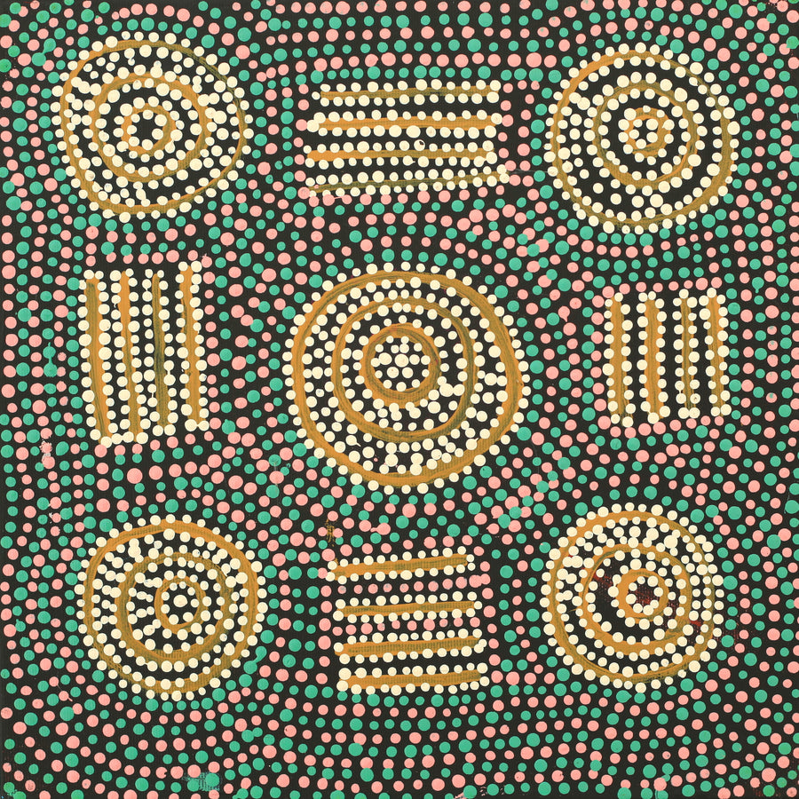 Aboriginal Artwork by Tina Napangardi Martin, Jinti-parnta Jukurrpa, 30x30cm