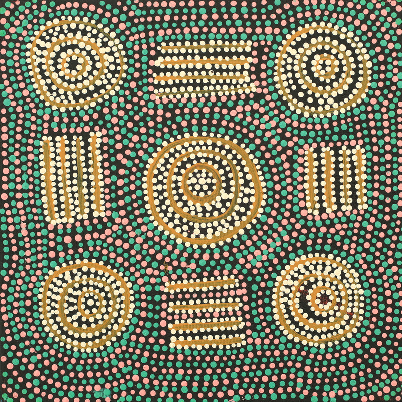 Aboriginal Artwork by Tina Napangardi Martin, Jinti-parnta Jukurrpa, 30x30cm