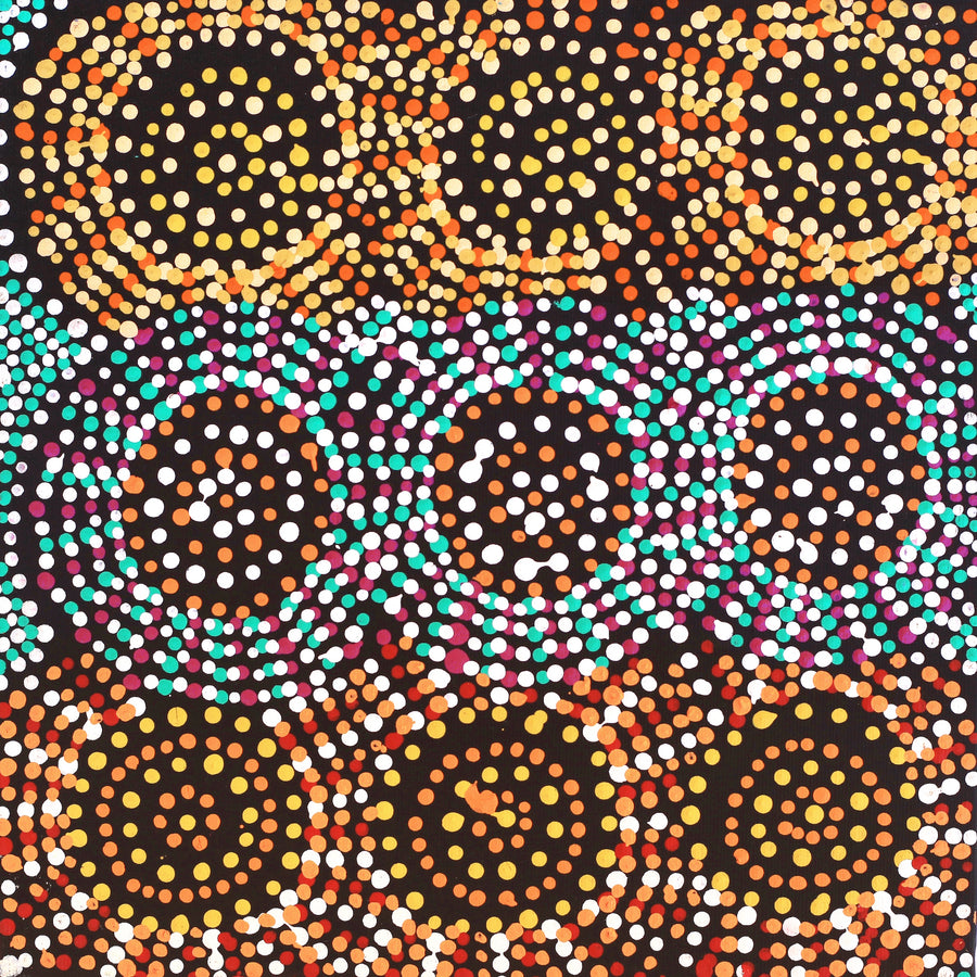 Aboriginal Artwork by Tina Napangardi Martin, Jinti-parnta Jukurrpa, 30x30cm