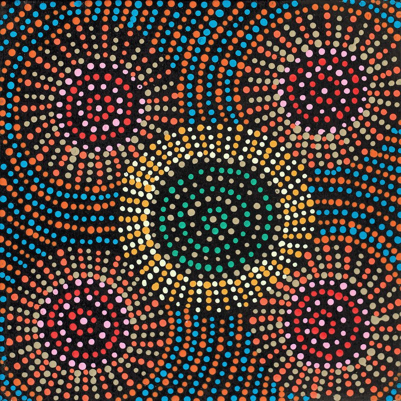 Aboriginal Artwork by Tina Napangardi Martin, Jinti-parnta Jukurrpa, 30x30cm