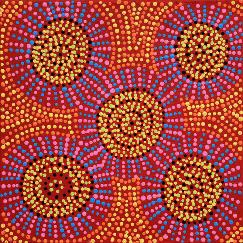 Aboriginal Artwork by Tina Napangardi Martin, Jinti-parnta Jukurrpa, 30x30cm