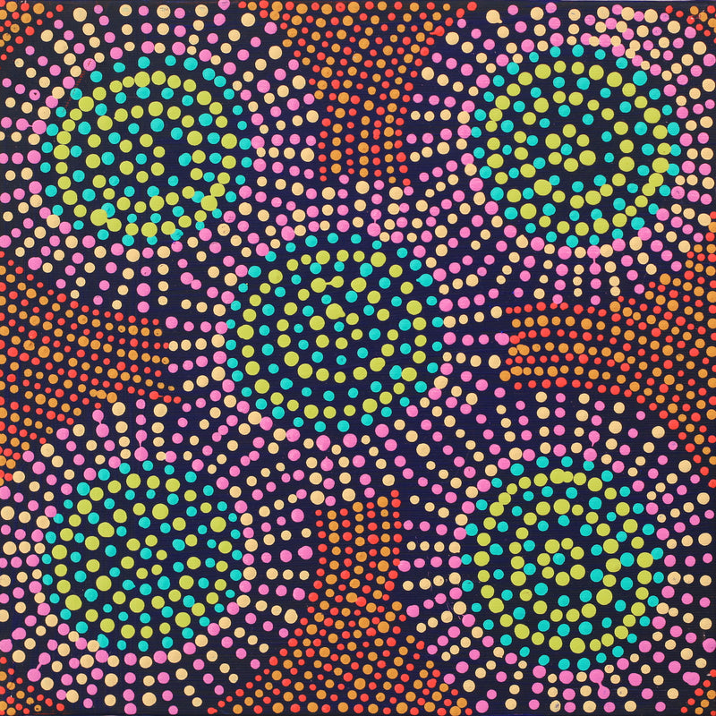 Aboriginal Artwork by Tina Napangardi Martin, Jinti-parnta Jukurrpa, 30x30cm