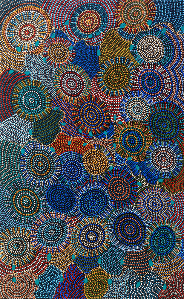 Aboriginal Artwork by Tina Napangardi Martin, Jinti-parnta Jukurrpa, 122x76cm