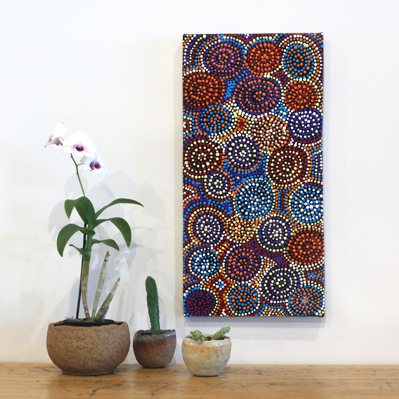 Aboriginal Artwork by Tina Napangardi Martin, Jinti-parnta Jukurrpa, 61x30cm