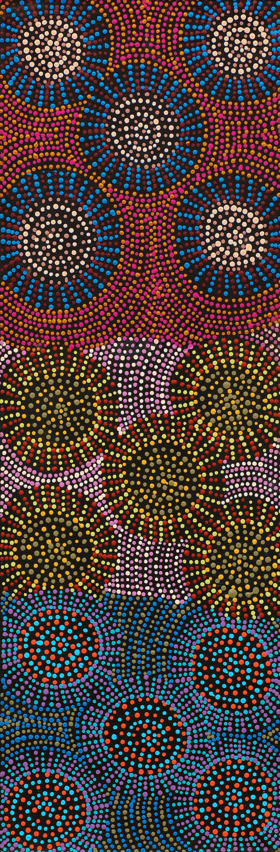 Aboriginal Artwork by Tina Napangardi Martin, Jinti-parnta Jukurrpa, 91x30cm