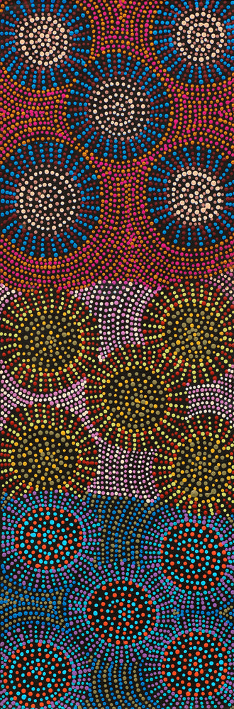 Aboriginal Artwork by Tina Napangardi Martin, Jinti-parnta Jukurrpa, 91x30cm