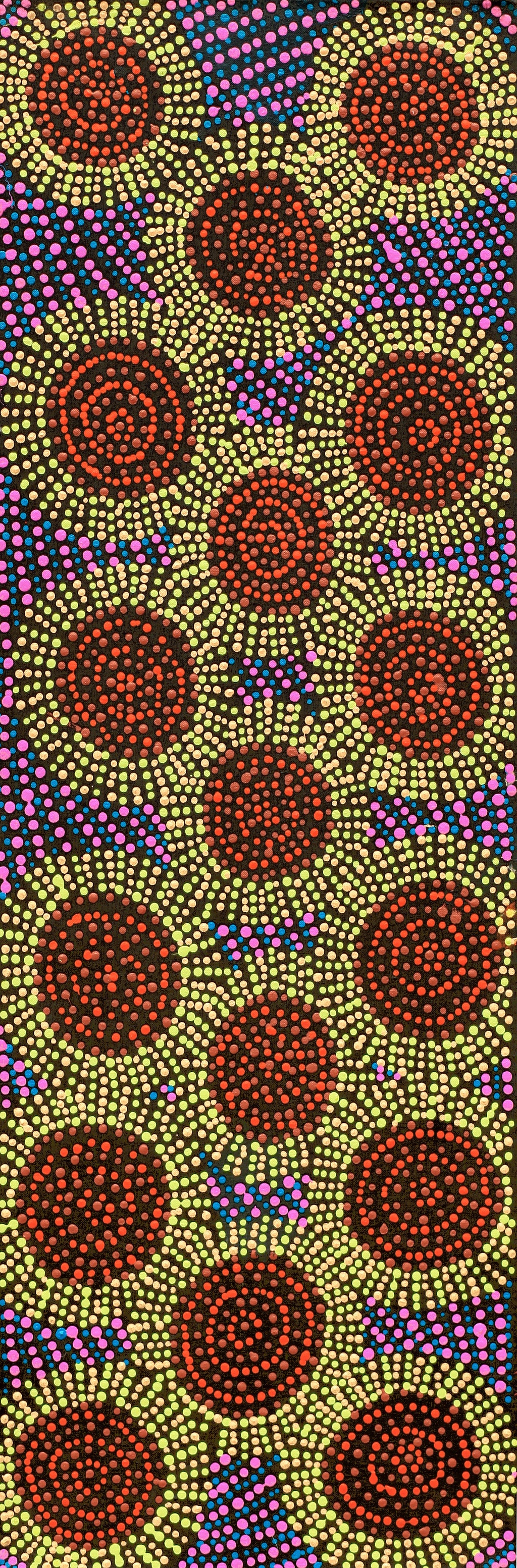 Aboriginal Artwork by Tina Napangardi Martin, Jinti-parnta Jukurrpa, 91x30cm