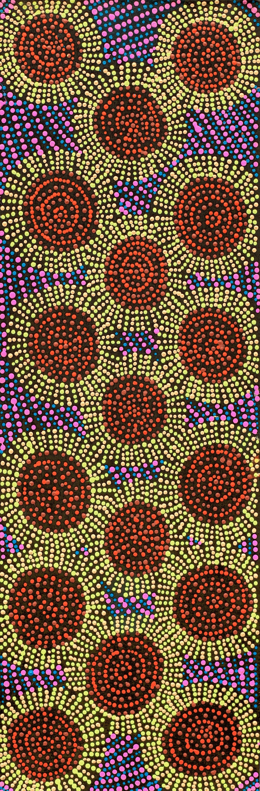 Aboriginal Artwork by Tina Napangardi Martin, Jinti-parnta Jukurrpa, 91x30cm