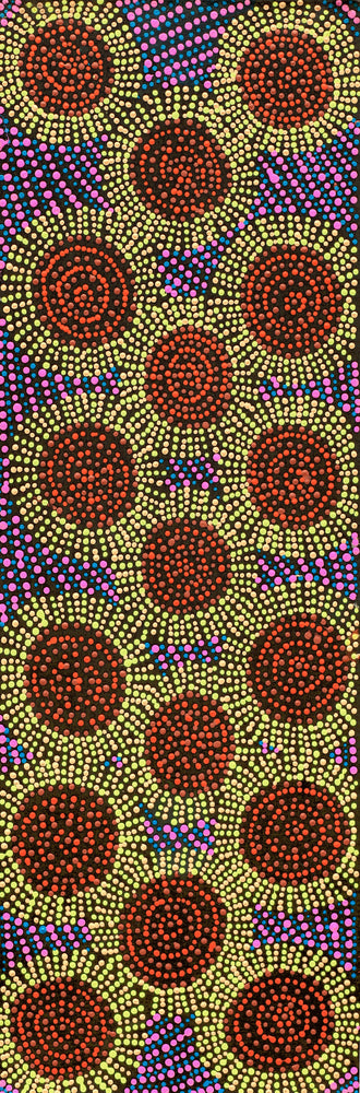 Aboriginal Artwork by Tina Napangardi Martin, Jinti-parnta Jukurrpa, 91x30cm