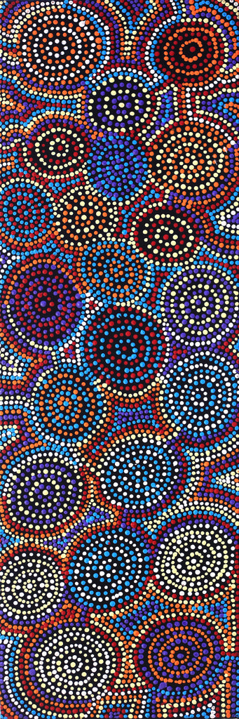 Aboriginal Artwork by Tina Napangardi Martin, Jinti-parnta Jukurrpa, 91x30cm