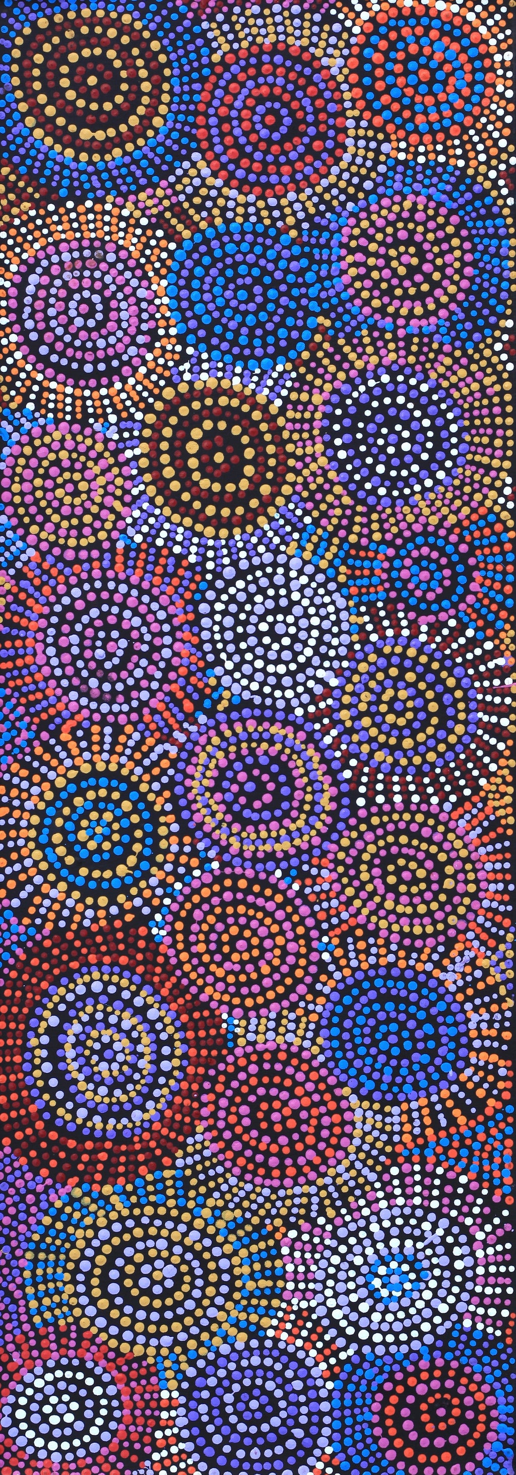 Aboriginal Artwork by Tina Napangardi Martin, Jinti-parnta Jukurrpa, 91x30cm