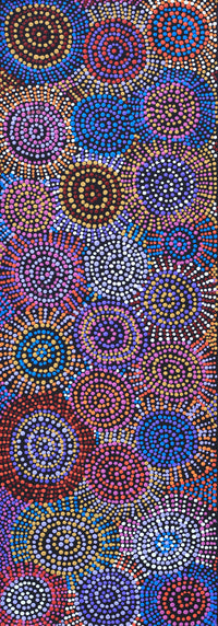 Aboriginal Artwork by Tina Napangardi Martin, Jinti-parnta Jukurrpa, 91x30cm
