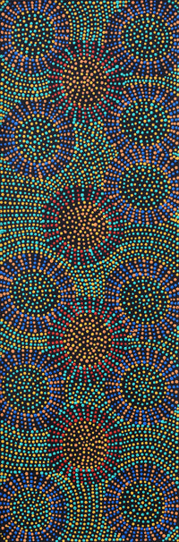 Aboriginal Artwork by Tina Napangardi Martin, Jinti-parnta Jukurrpa, 91x30cm