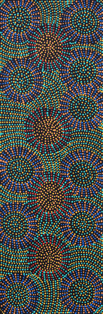 Aboriginal Artwork by Tina Napangardi Martin, Jinti-parnta Jukurrpa, 91x30cm