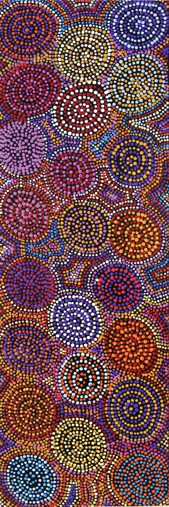 Aboriginal Artwork by Tina Napangardi Martin, Jinti-parnta Jukurrpa, 91x30cm