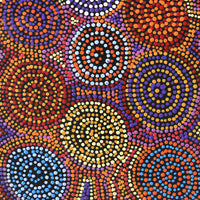 Aboriginal Artwork by Tina Napangardi Martin, Jinti-parnta Jukurrpa, 91x30cm