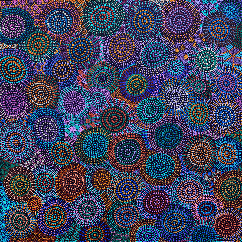 Aboriginal Artwork by Tina Napangardi Martin, Jinti-parnta Jukurrpa, 91x91cm