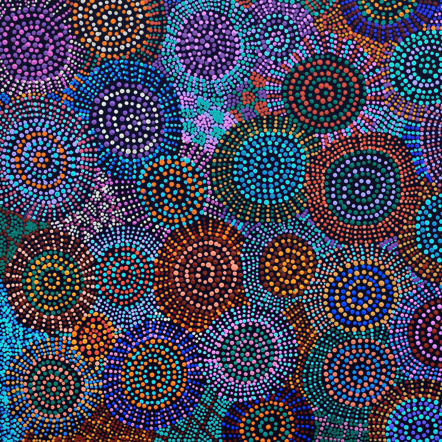 Aboriginal Artwork by Tina Napangardi Martin, Jinti-parnta Jukurrpa, 91x91cm