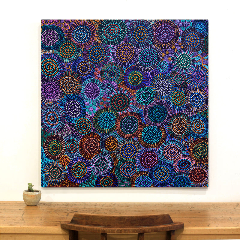 Aboriginal Artwork by Tina Napangardi Martin, Jinti-parnta Jukurrpa, 91x91cm