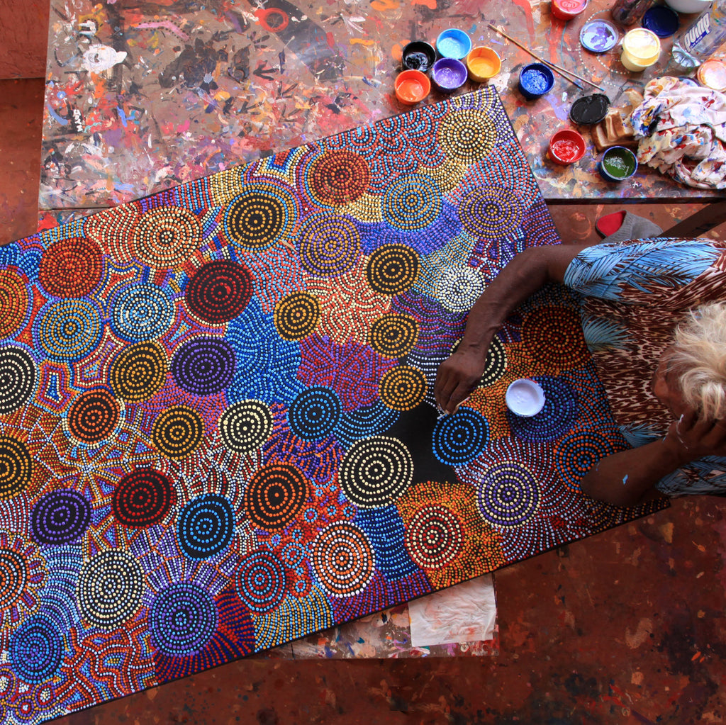 Aboriginal Artwork by Tina Napangardi Martin, Jinti-parnta Jukurrpa, 152x91cm