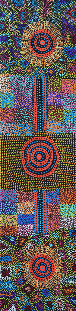Aboriginal Art by Tina Napangardi Martin, Jinti-parnta Jukurrpa, 122x30cm - ART ARK®