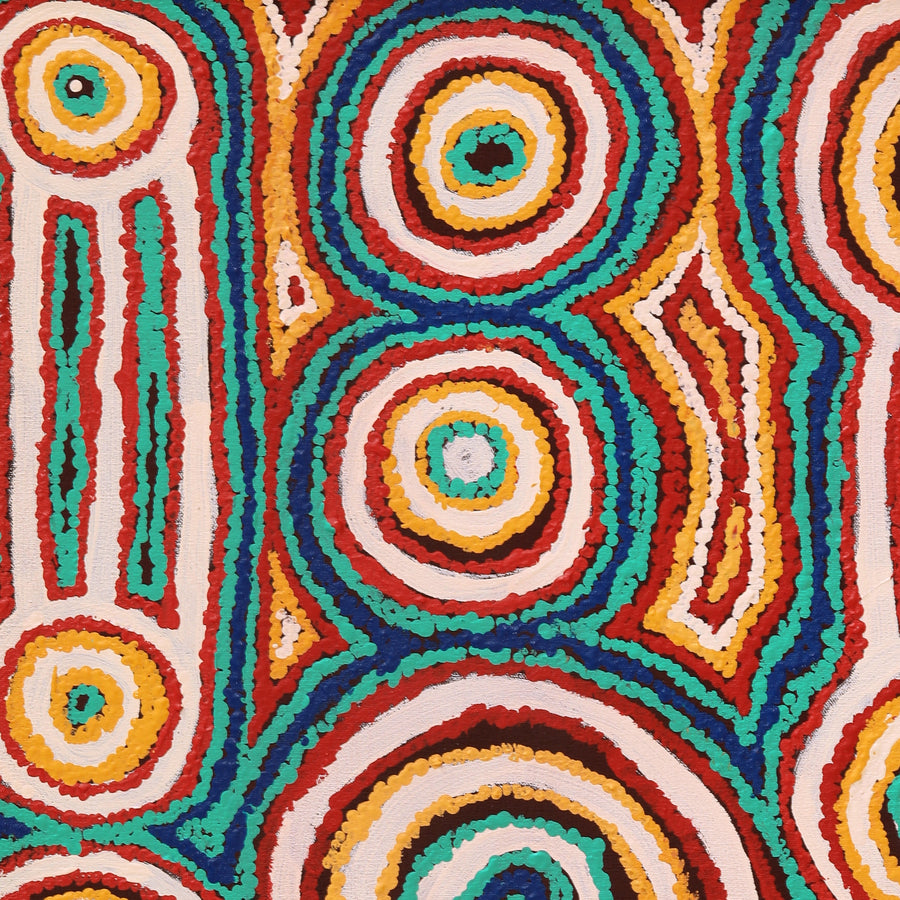Aboriginal Artwork by Tinpulya Mervyn, Waru at Watarru, 90x50cm