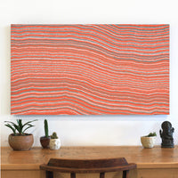 Aboriginal Artwork by Topsy Napurrurla Fisher, Ngapa Jukurrpa (Water Dreaming) - Puyurru, 107x61cm