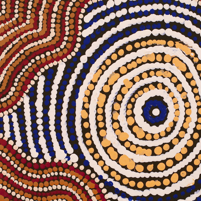 Aboriginal Artwork by Trevina Nakamarra Gibson, Ngapa Jukurrpa (Water Dreaming) - Puyurru, 30x30cm