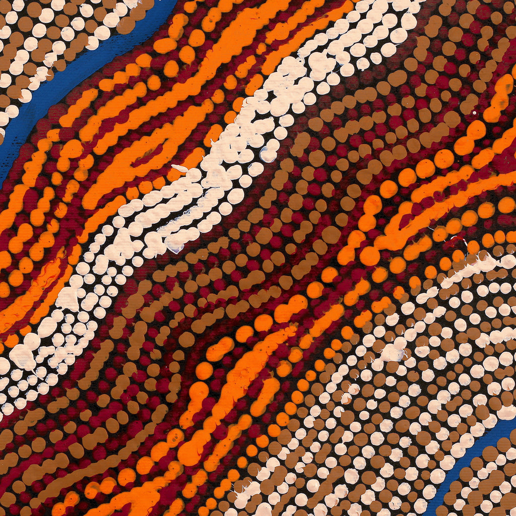 Aboriginal Artwork by Trevina Nakamarra Gibson, Ngapa Jukurrpa (Water Dreaming) - Puyurru, 30x30cm - ART ARK®