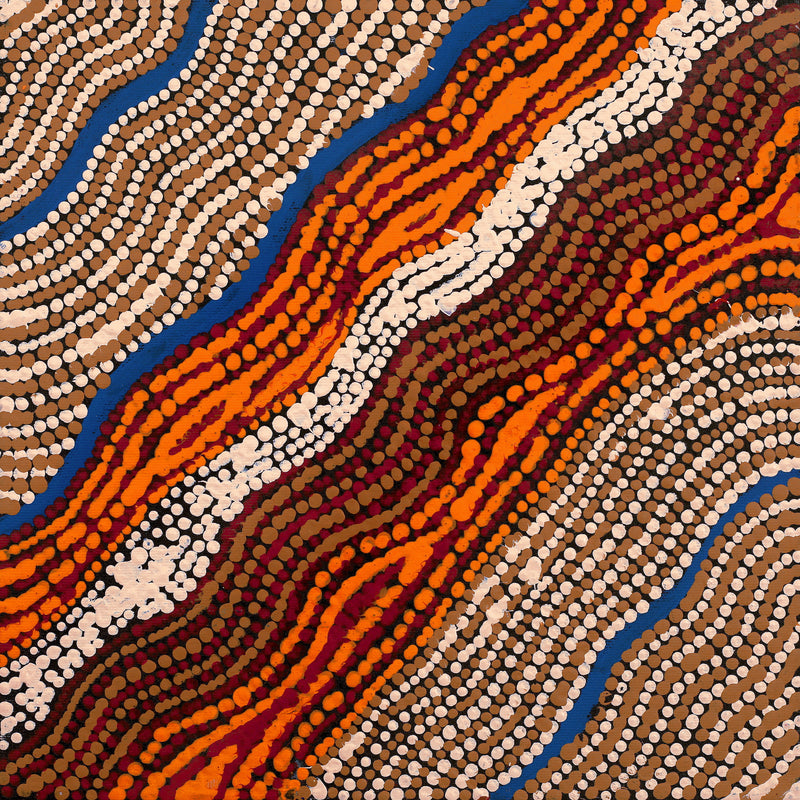Aboriginal Artwork by Trevina Nakamarra Gibson, Ngapa Jukurrpa (Water Dreaming) - Puyurru, 30x30cm