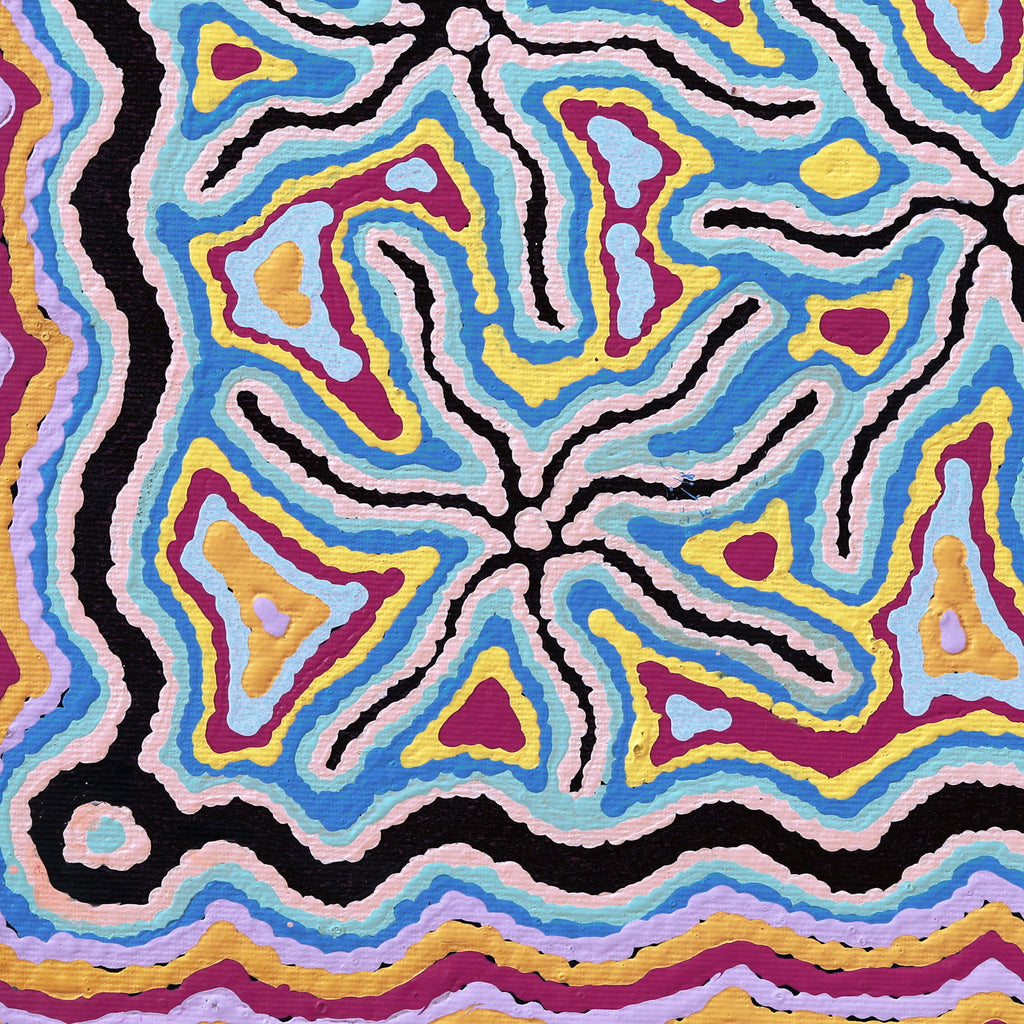 Aboriginal Art by Ursula Napanangka Butcher, Janganpa Jukurrpa (Brush-tail Possum Dreaming) - Mawurrji, 30x30cm - ART ARK®