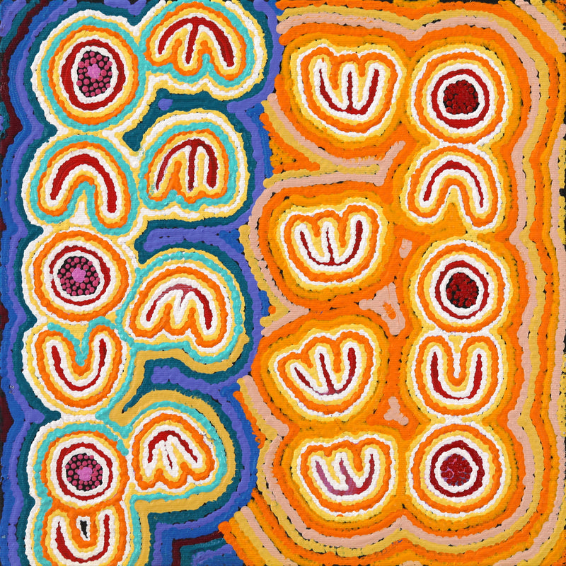 Aboriginal Artwork by Ursula Napanangka Butcher, Janganpa Jukurrpa (Brush-tail Possum Dreaming) - Mawurrji, 30x30cm