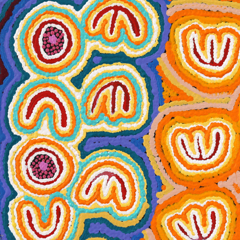Aboriginal Artwork by Ursula Napanangka Butcher, Janganpa Jukurrpa (Brush-tail Possum Dreaming) - Mawurrji, 30x30cm