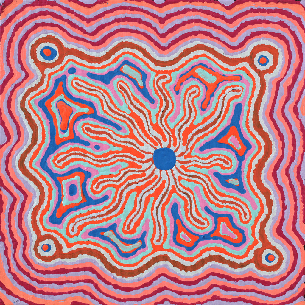 Aboriginal Artwork by Ursula Napanangka Butcher, Janganpa Jukurrpa (Brush-tail Possum Dreaming) - Mawurrji, 30x30cm - ART ARK®