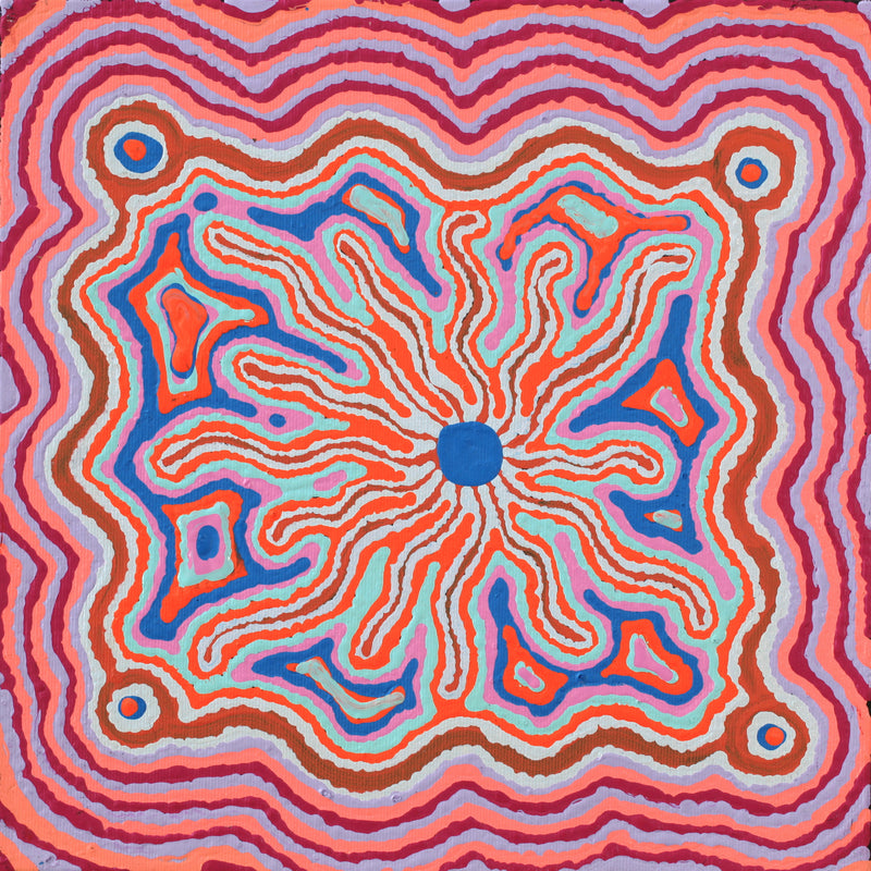 Aboriginal Artwork by Ursula Napanangka Butcher, Janganpa Jukurrpa (Brush-tail Possum Dreaming) - Mawurrji, 30x30cm