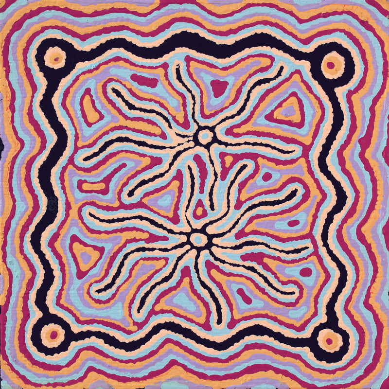 Aboriginal Artwork by Ursula Napanangka Butcher, Janganpa Jukurrpa (Brush-tail Possum Dreaming) - Mawurrji, 30x30cm