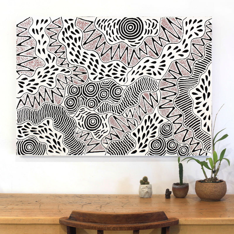 Aboriginal Artwork by Ursula Napangardi Hudson, Pikilyi Jukurrpa (Vaughan Springs Dreaming), 107x76cm
