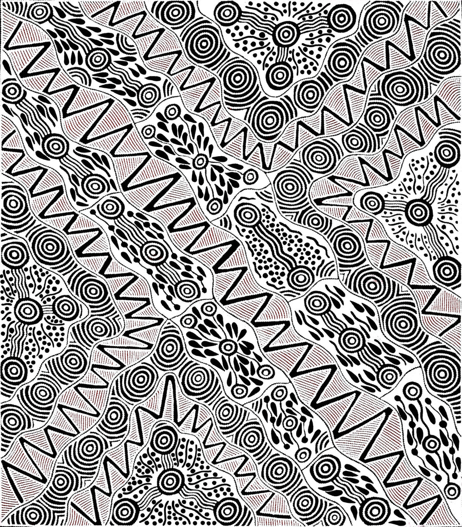 Aboriginal Artwork by Ursula Napangardi Hudson, Pikilyi Jukurrpa (Vaughan Springs Dreaming), 122x107cm