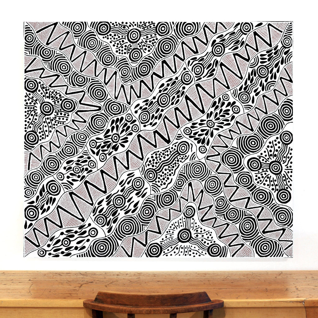 Aboriginal Artwork by Ursula Napangardi Hudson, Pikilyi Jukurrpa (Vaughan Springs Dreaming), 122x107cm