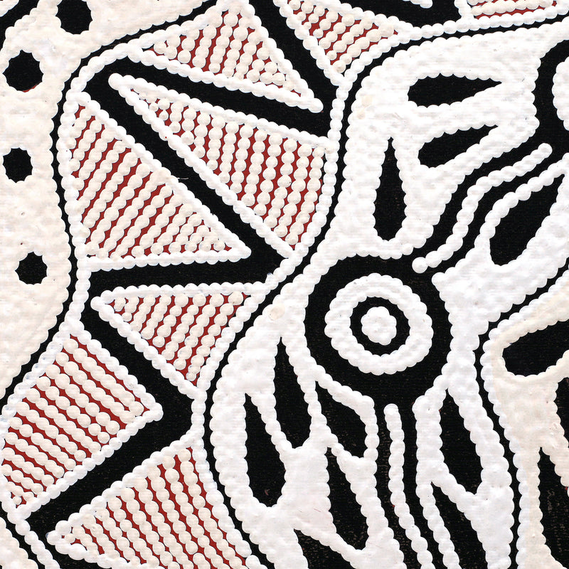 Aboriginal Artwork by Ursula Napangardi Hudson, Pikilyi Jukurrpa (Vaughan Springs Dreaming), 30x30cm
