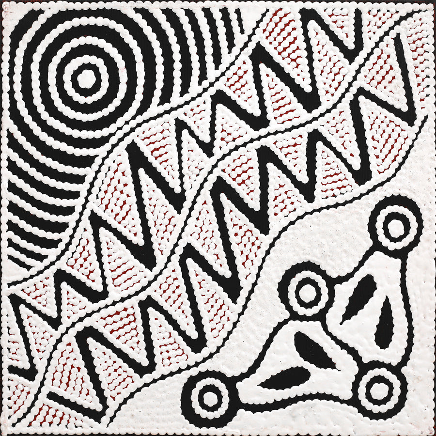 Aboriginal Artwork by Ursula Napangardi Hudson, Pikilyi Jukurrpa (Vaughan Springs Dreaming), 30x30cm