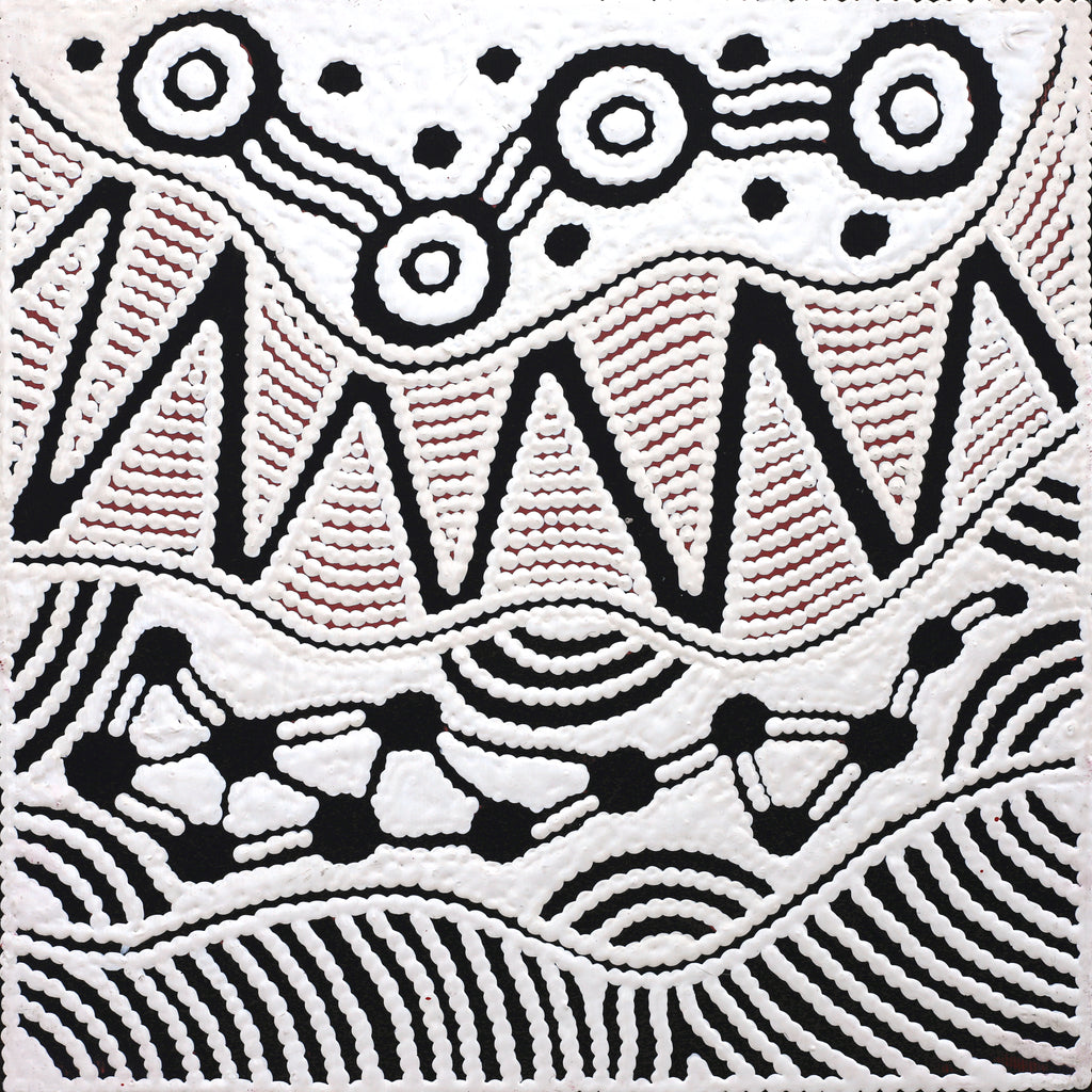 Aboriginal Artwork by Ursula Napangardi Hudson, Pikilyi Jukurrpa (Vaughan Springs Dreaming), 30x30cm