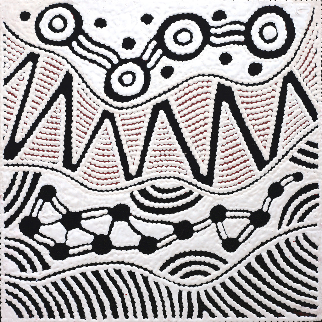 Aboriginal Artwork by Ursula Napangardi Hudson, Pikilyi Jukurrpa (Vaughan Springs Dreaming), 30x30cm - ART ARK®