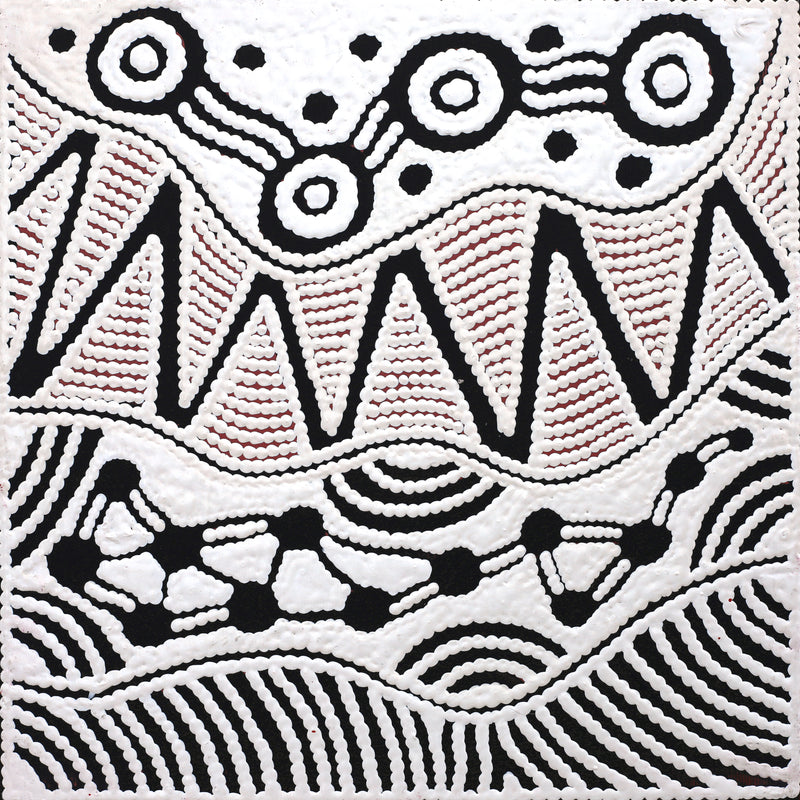 Aboriginal Artwork by Ursula Napangardi Hudson, Pikilyi Jukurrpa (Vaughan Springs Dreaming), 30x30cm