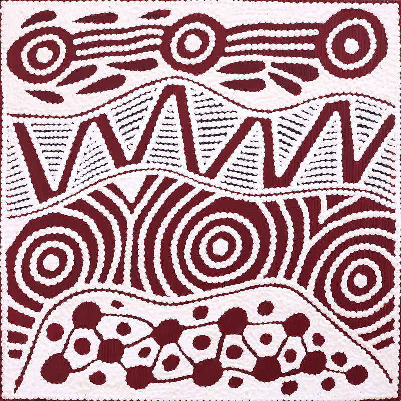 Aboriginal Artwork by Ursula Napangardi Hudson, Pikilyi Jukurrpa (Vaughan Springs Dreaming), 30x30cm