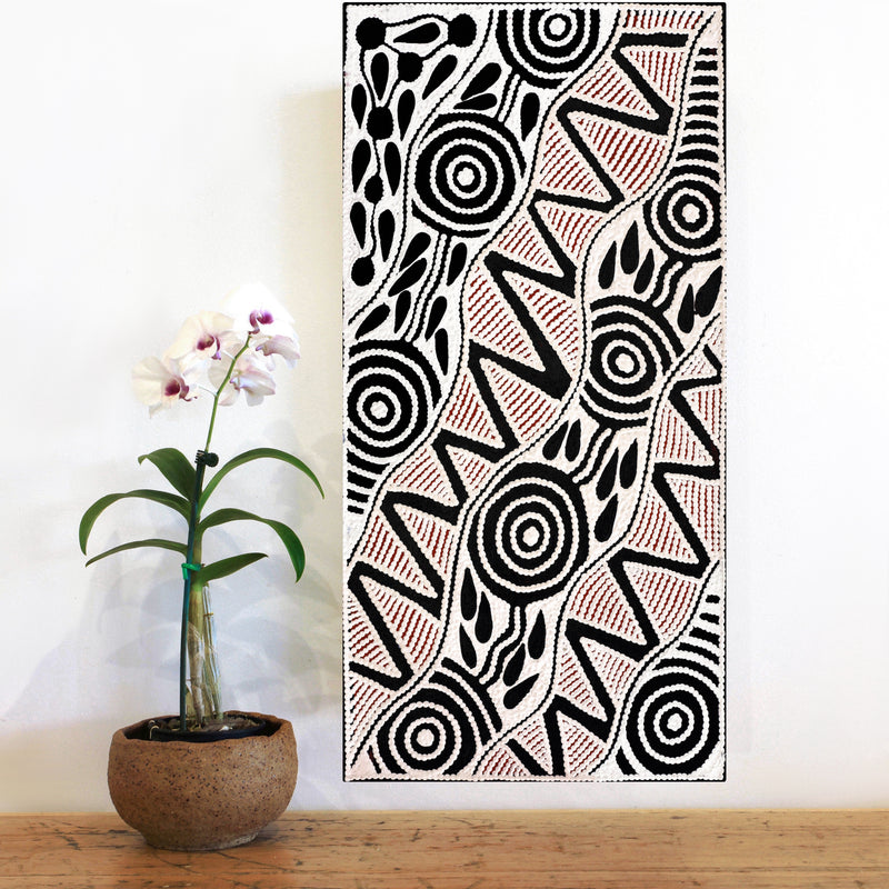 Aboriginal Artwork by Ursula Napangardi Hudson, Pikilyi Jukurrpa (Vaughan Springs Dreaming), 61x30cm